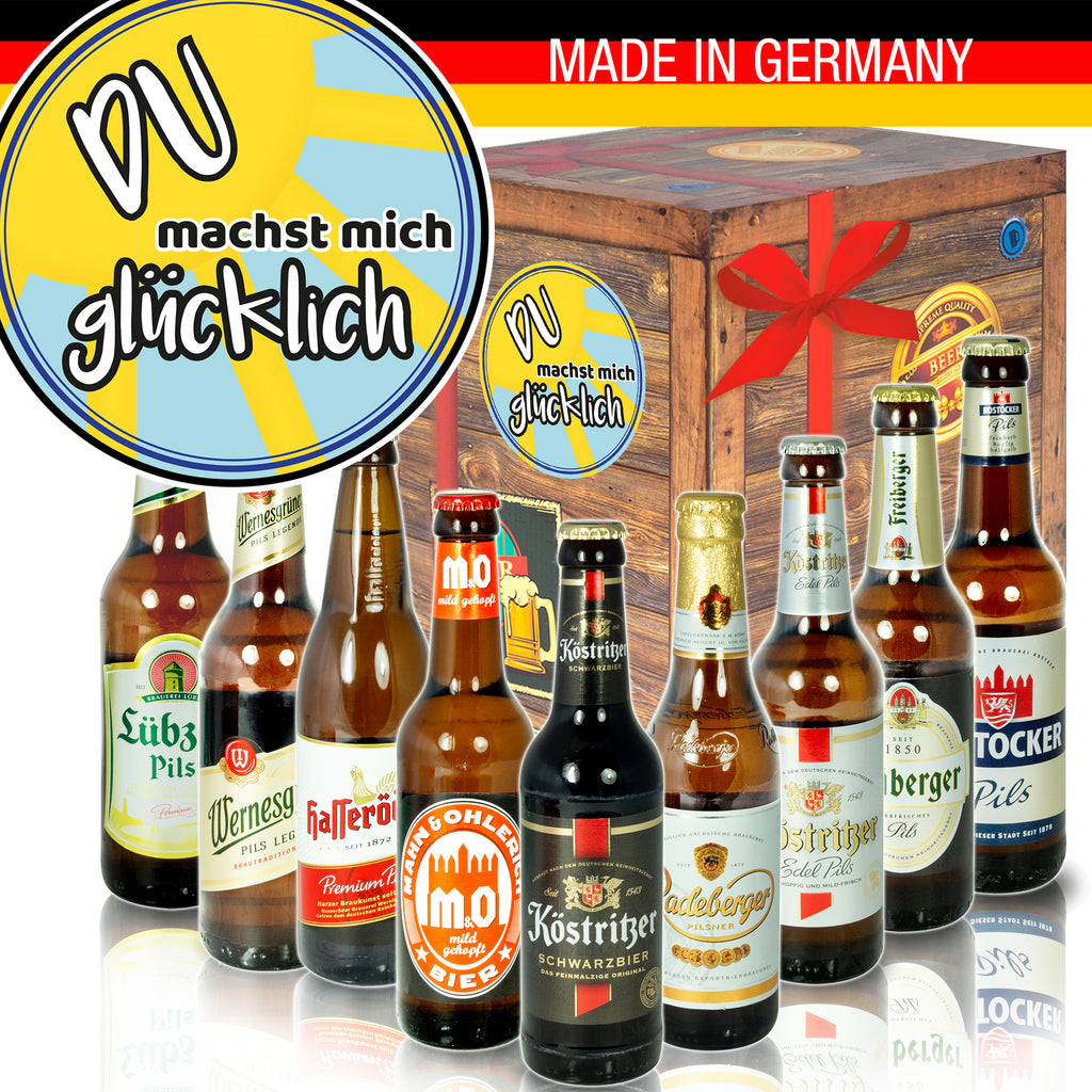 Du machst mich glücklich! | 9 Flaschen Biere aus Ostdeutschland | Geschenkidee