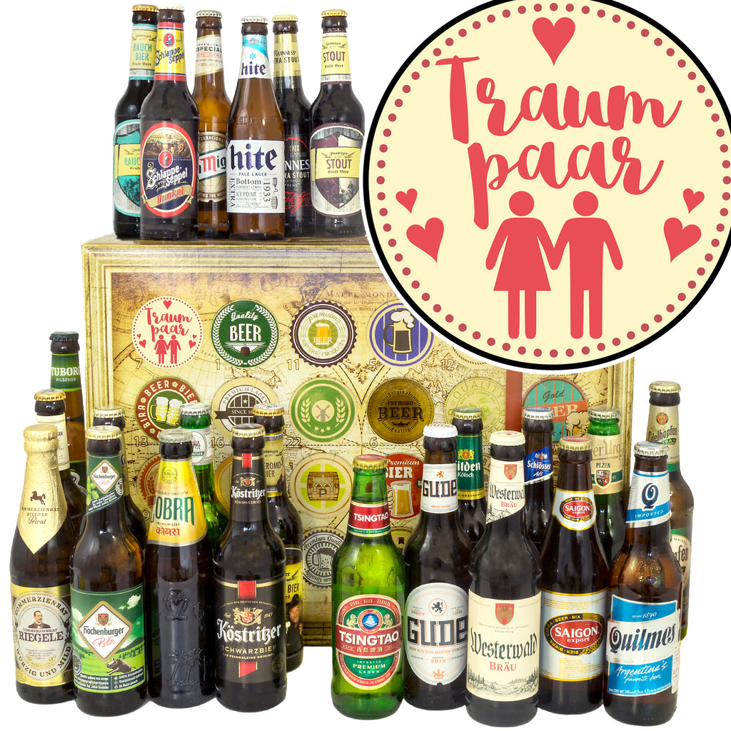 Traumpaar | 24 Flaschen Bier aus Welt und Deutschland | Geschenkidee