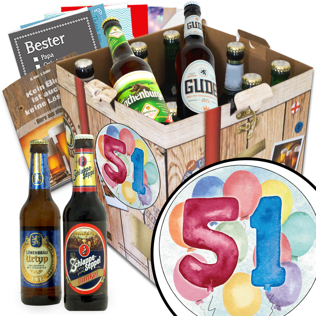 Geburtstag 51 | 9 Biersorten Deutsche Biere | Geschenk Set