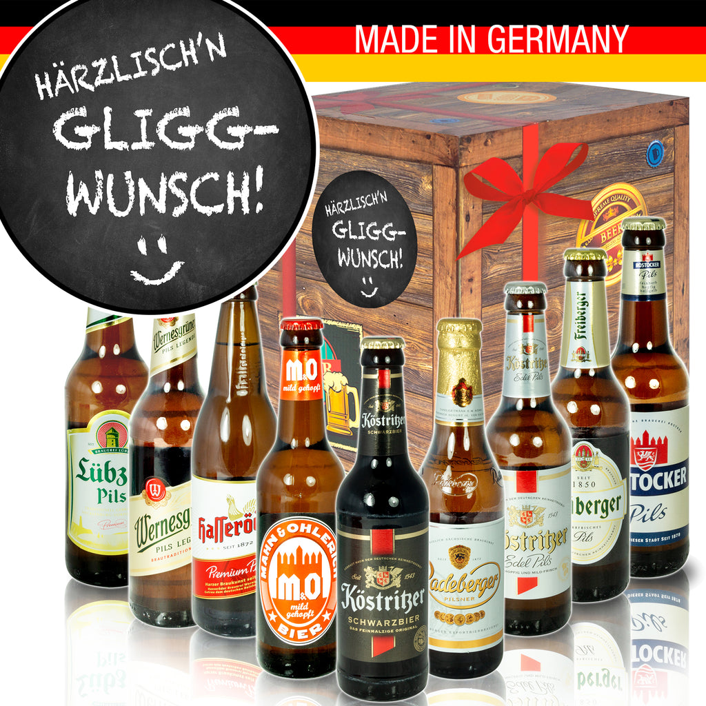 Härrzlisch'n Gliggwunsch | 9x Bier Biere aus Ostdeutschland | Geschenkbox