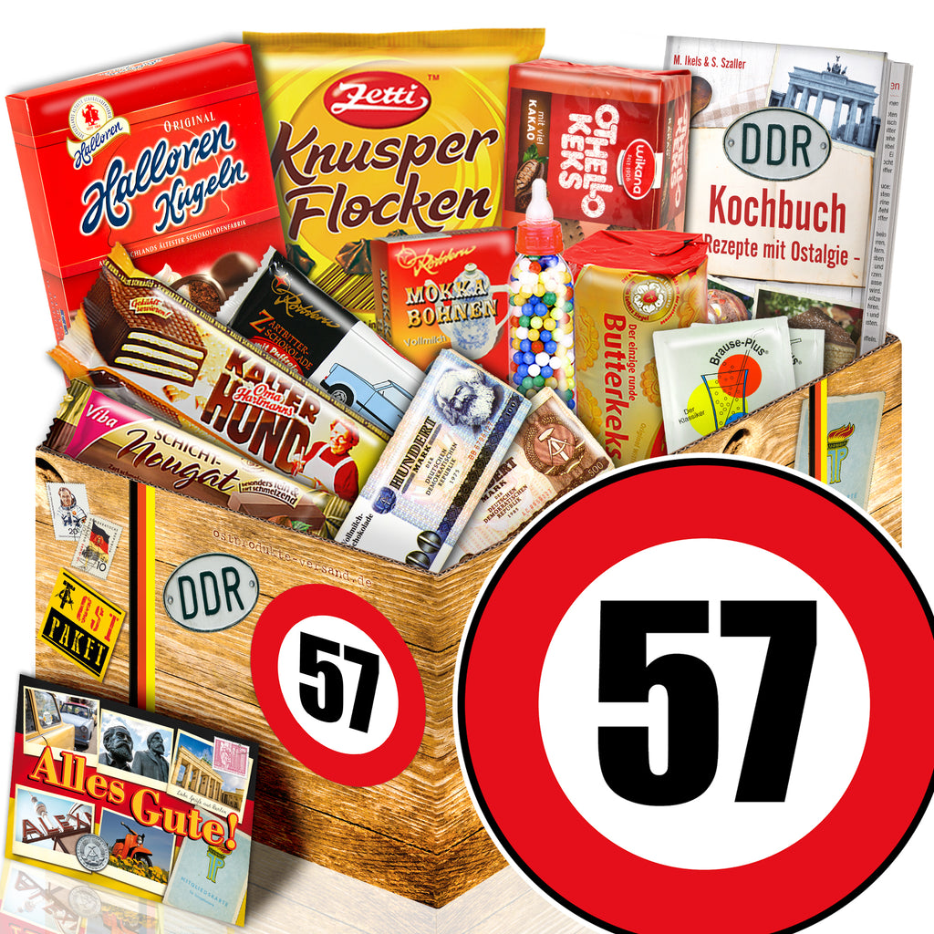 Zahl 57 - Süßigkeiten Set DDR L - monatsgeschenke.de