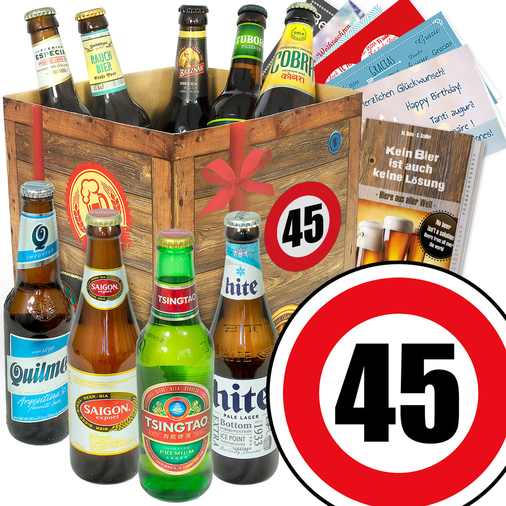 Zahl 45 | 9x Biere aus aller Welt | Geschenkkorb