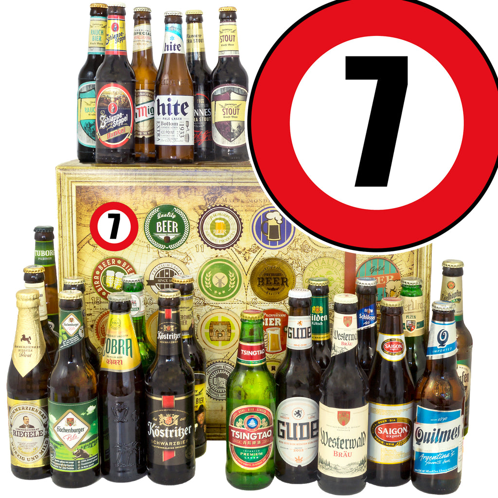 Zahl 7 | 24x Bier Deutschland und Welt | Geschenkbox