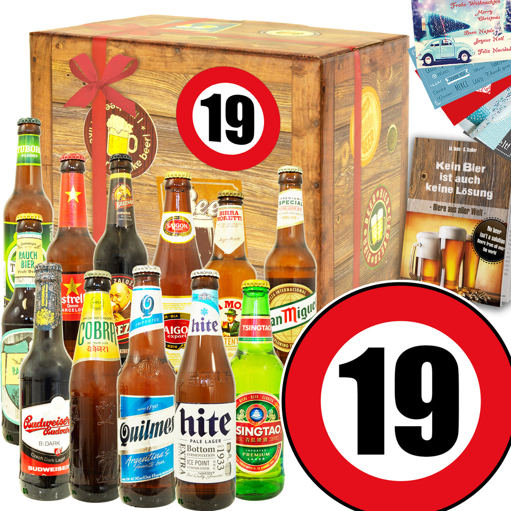 Zahl 19 | 12 Flaschen Bier International | Geschenkidee