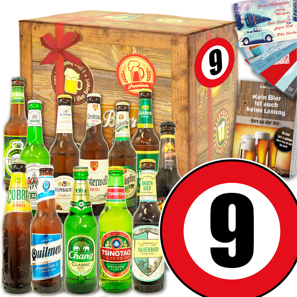 Zahl 9 | 12 Spezialitäten Bier International und DE | Geschenk Box