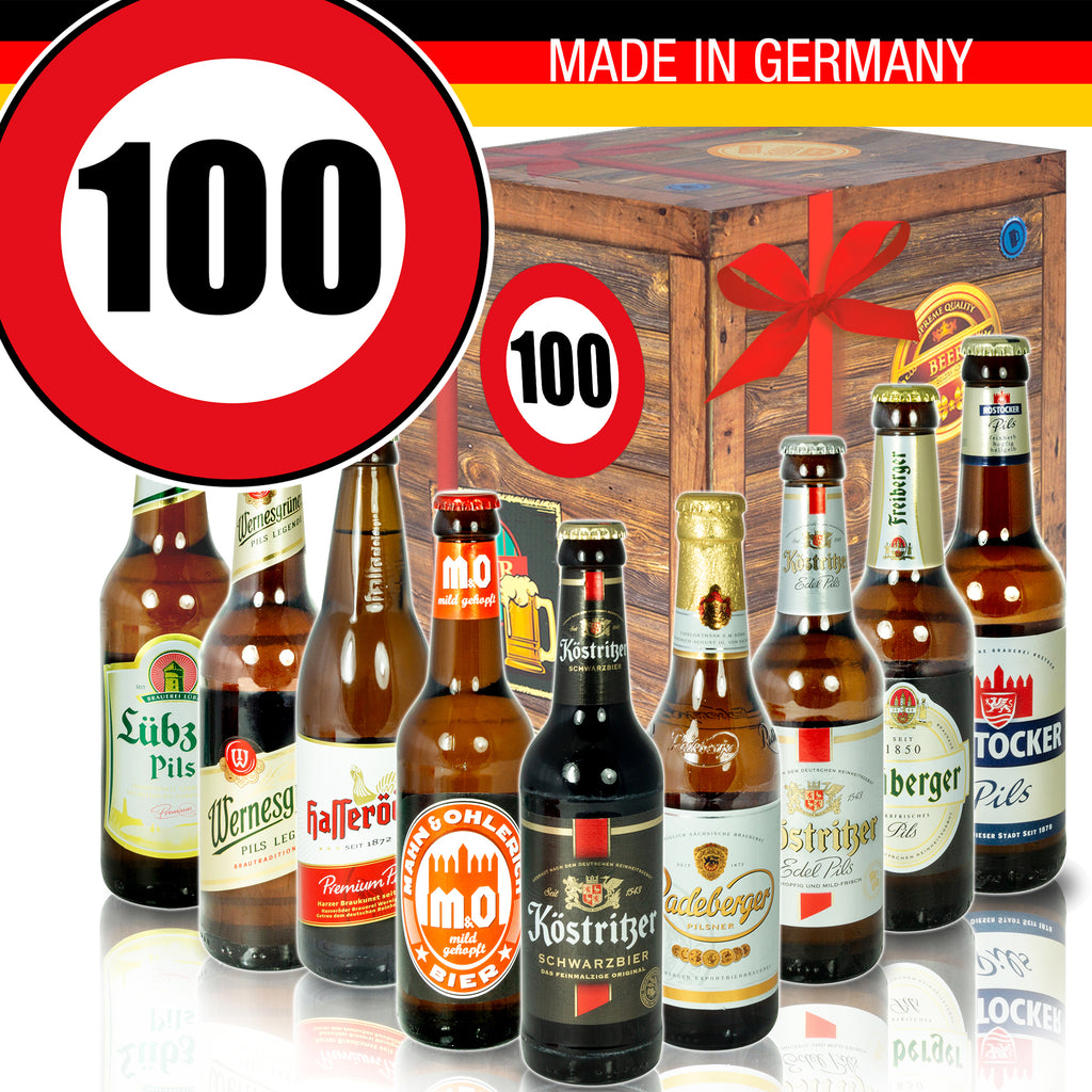 Zahl 100 | 9 Flaschen Biere aus Ostdeutschland | Geschenk Box