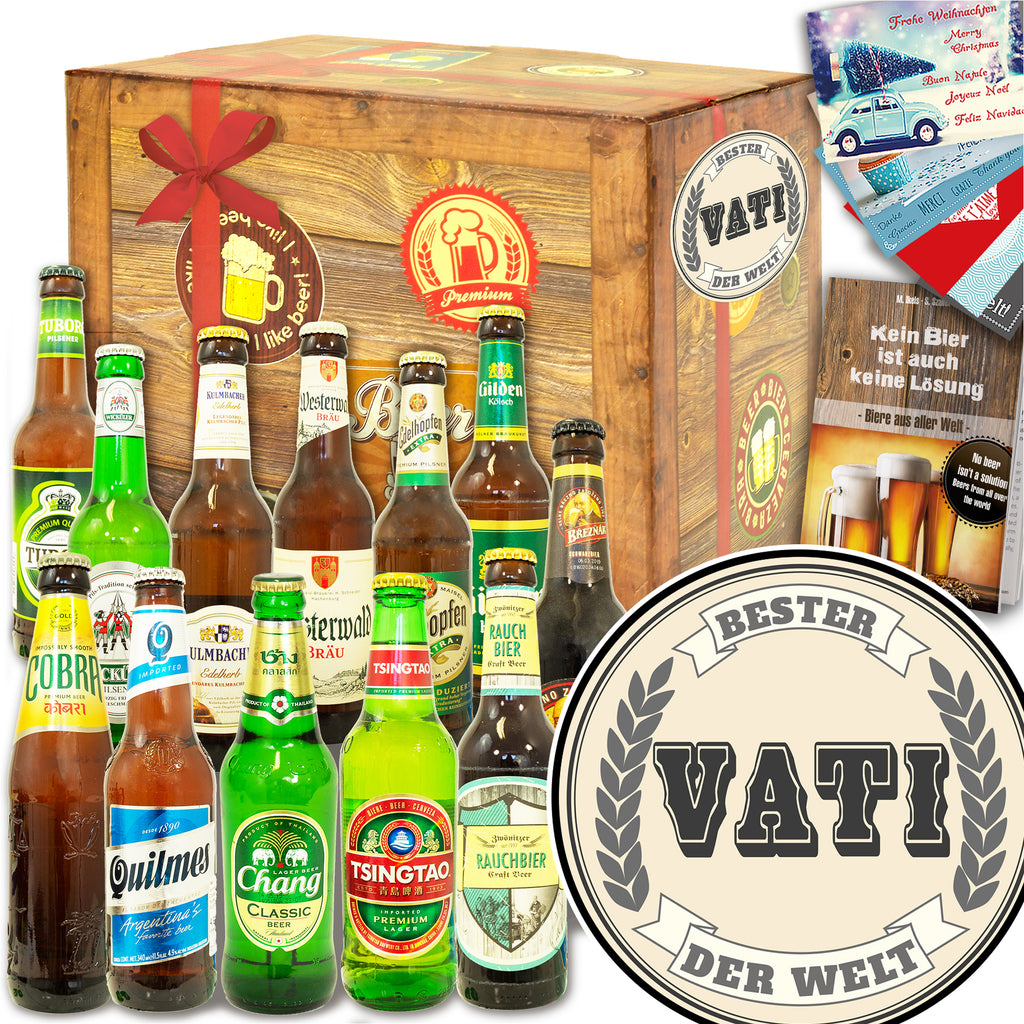 Bester Vati der Welt | 12x Bier Deutschland und Welt | Bier Geschenk