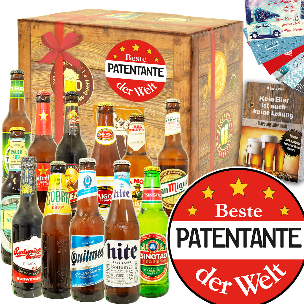 Beste Patentante | 12x Biere der Welt Exoten | Geschenk Box