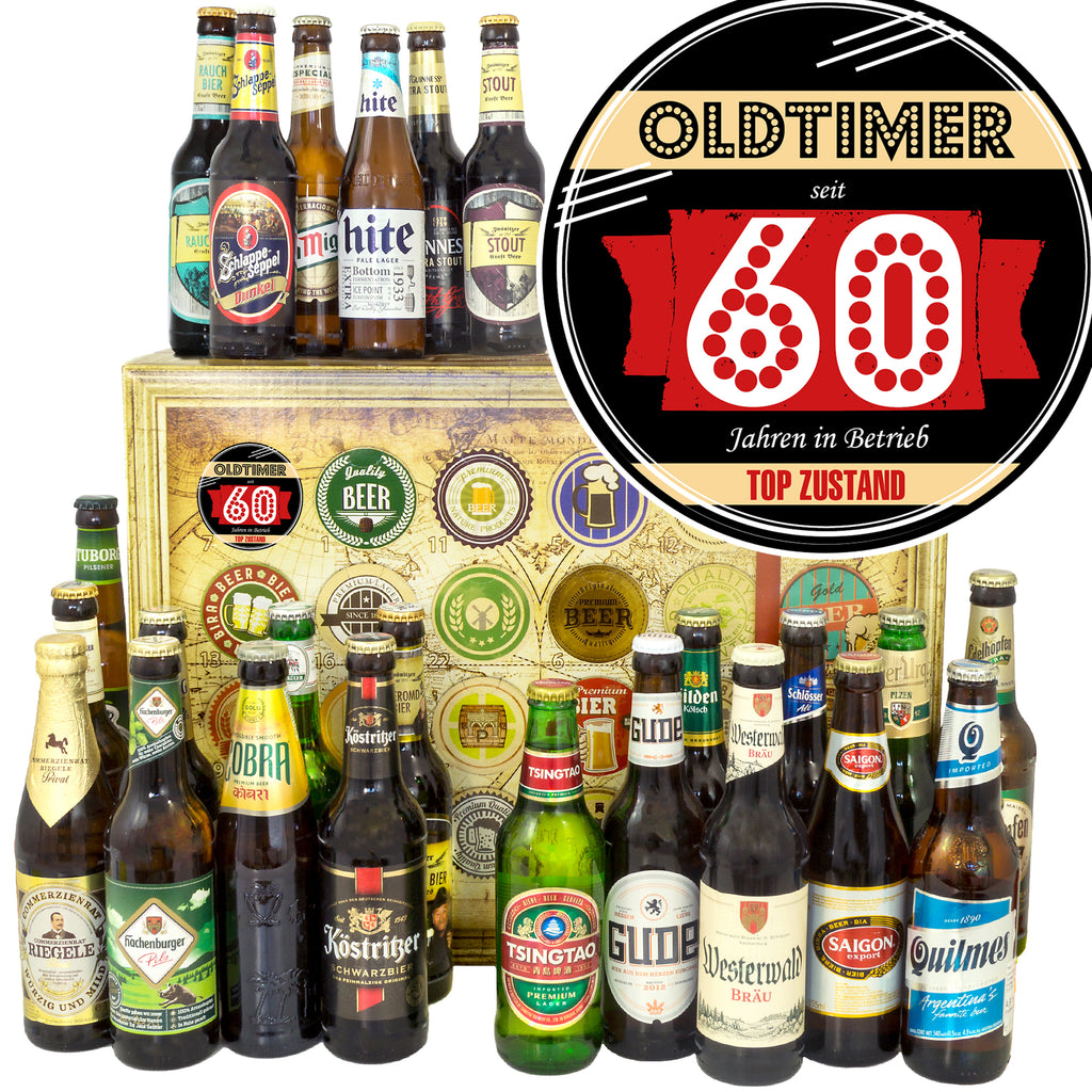 Oldtimer 60 | 24 Flaschen Bier aus Welt und Deutschland | Bierverkostung