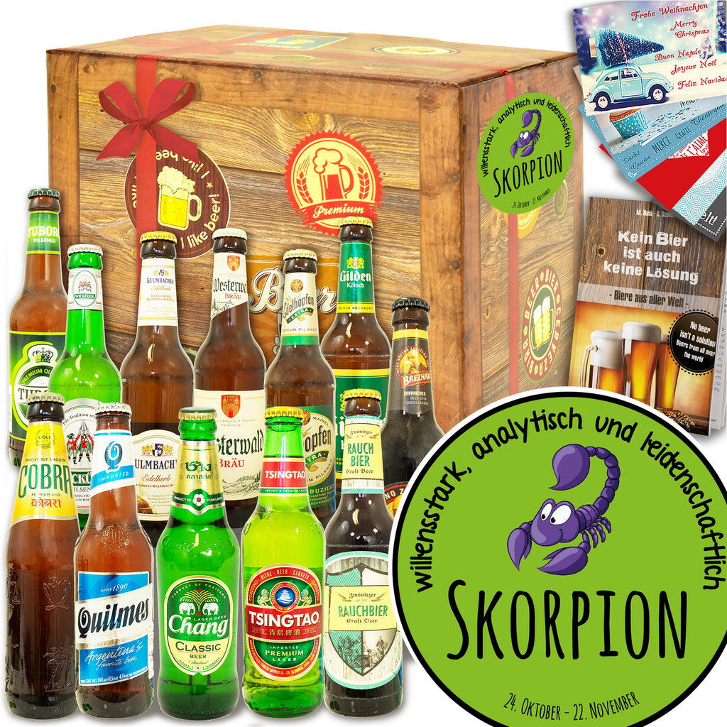 Sternzeichen Skorpion | 12x Bier Deutschland und Welt | Paket