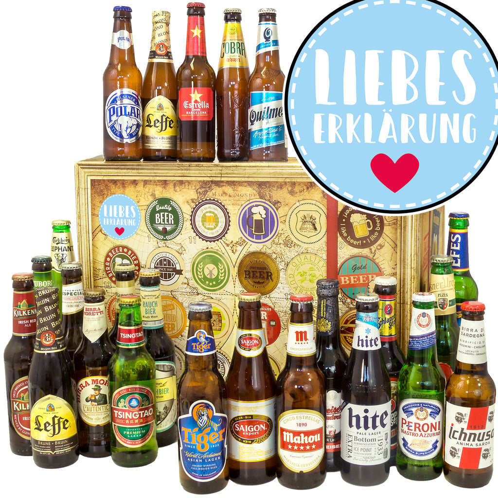 Liebeserklärung | 24 Flaschen Biere aus aller Welt | Präsent
