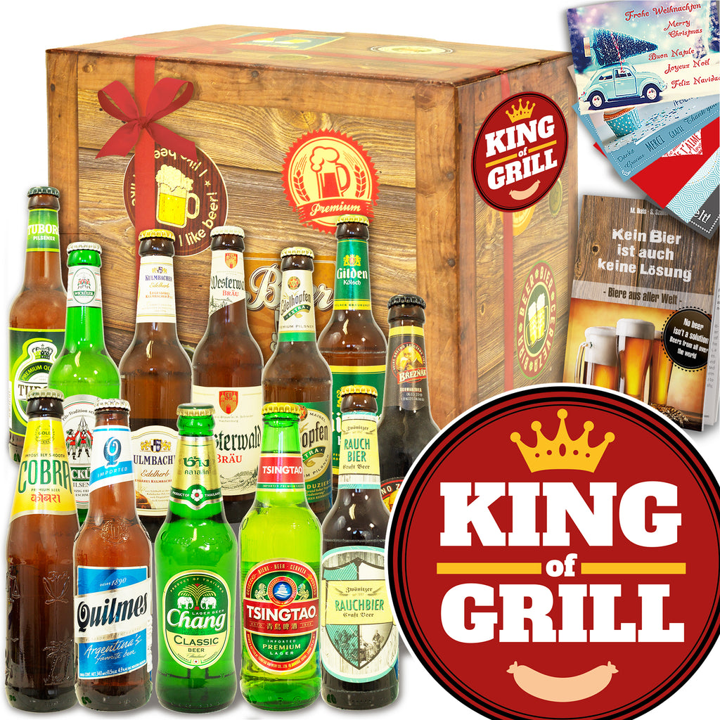 King of Grill | 12 Biersorten Biere Welt und Deutschland | Biergeschenk