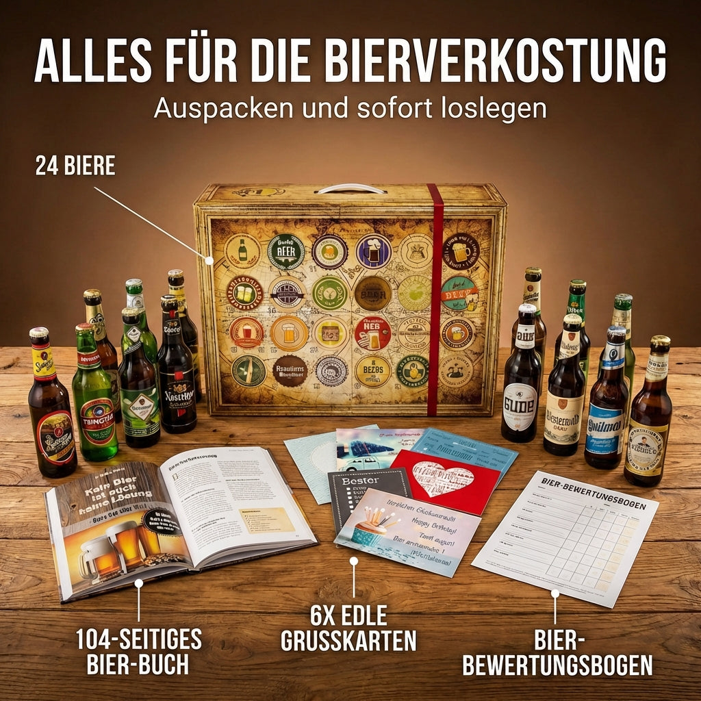 Bier Geschenkbox | 24 Spezialitäten Biere der Welt Exoten Bierverkostung - monatsgeschenke.de