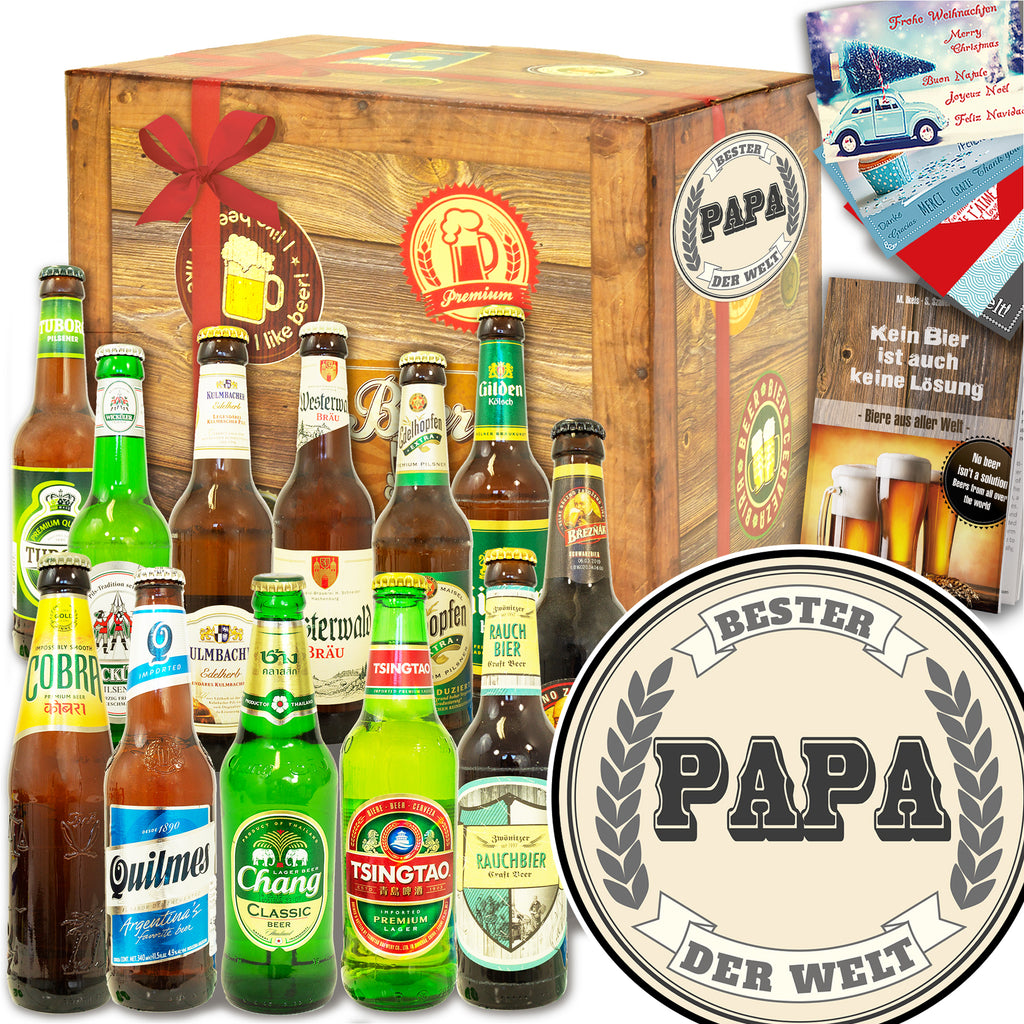 Bester Papa der Welt | 12 Spezialitäten Biere Welt und Deutschland | Probierpaket