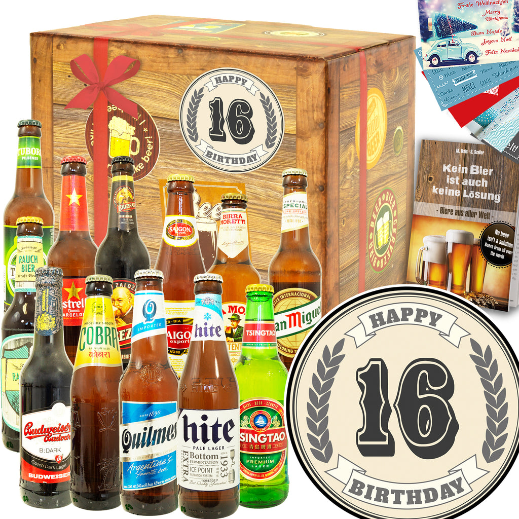 Geburtstag 16 | 12x Bierweltreise | Bier Geschenk
