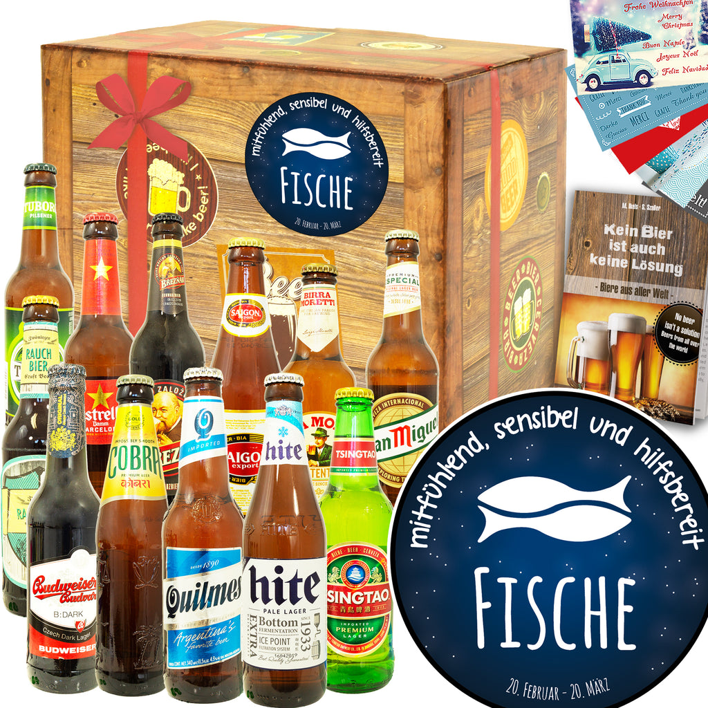 Sternzeichen Fische | 12 Flaschen Biere der Welt | Geschenkpaket