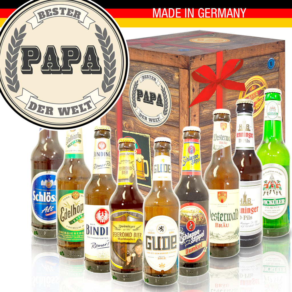 Bester Papa der Welt | 9 Spezialitäten Biere aus Deutschland | Geschenkset