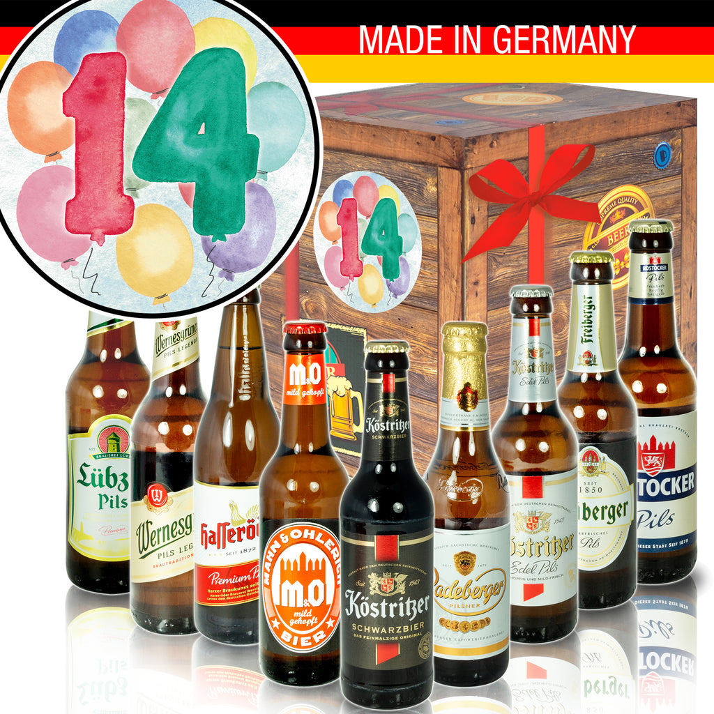 Hochzeitstag 14 | 9 Flaschen Biere aus Ostdeutschland | Geschenkpaket
