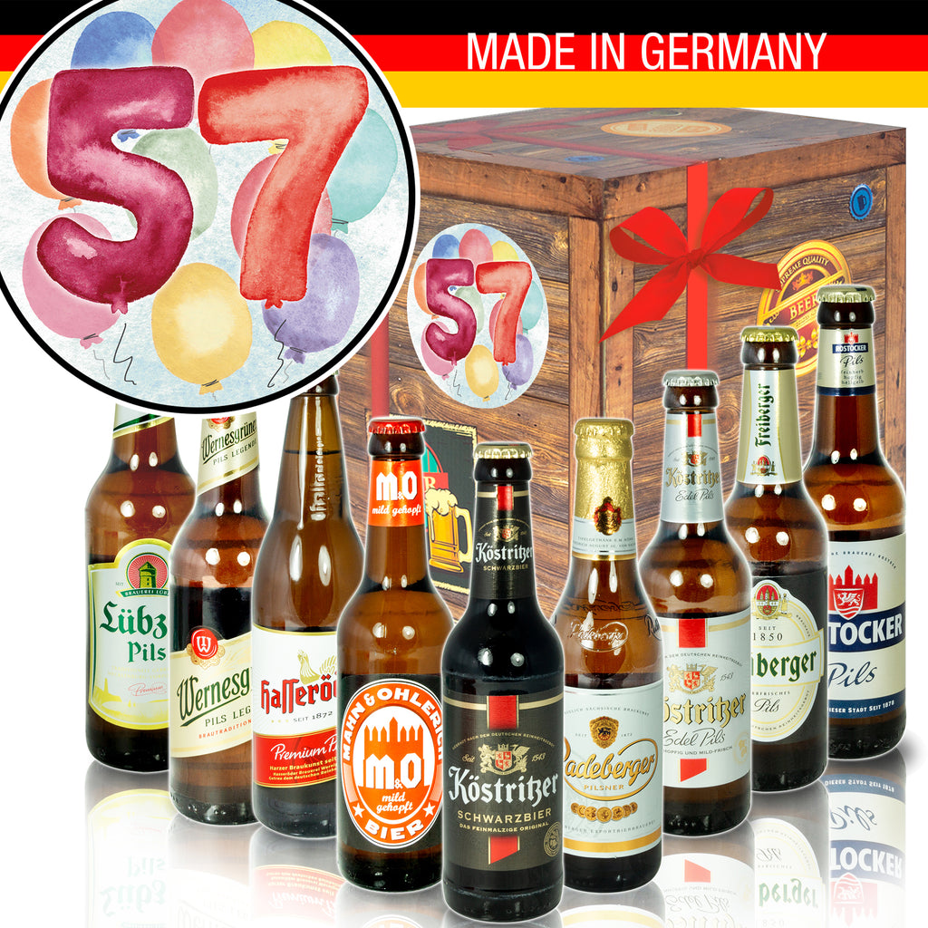 Geburtstag 57 | 9 Flaschen Ostdeutsche Biere | Box