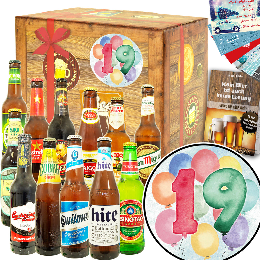 Geburtstag 19 | 12 Biersorten Bier Weltreise | Geschenk Set