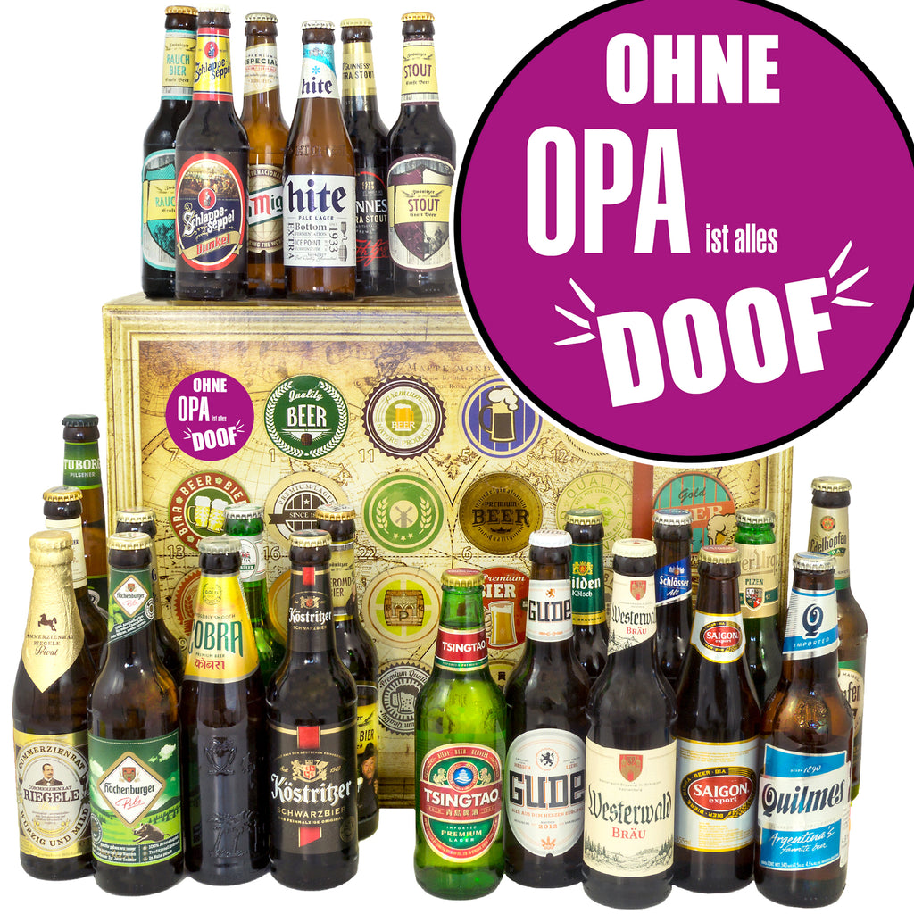 Ohne Opa ist alles doof | 24x Bier aus Welt und Deutschland | Geschenkpaket