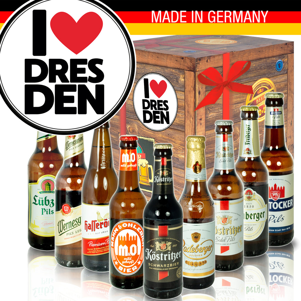 I love Dresden | 9 Flaschen Biere aus Ostdeutschland | Geschenkidee