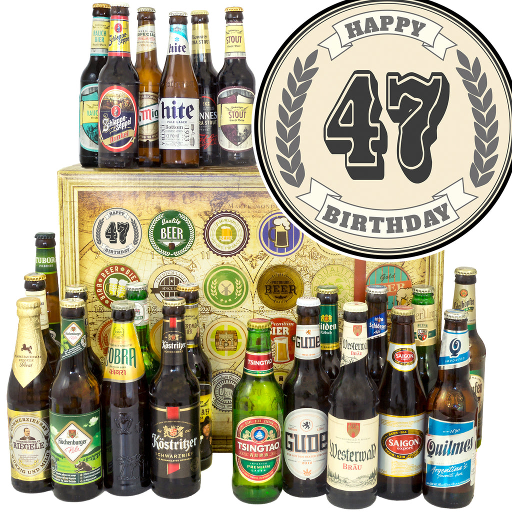 Geburtstag 47 | 24x Bier Bier Deutschland und Welt | Präsent