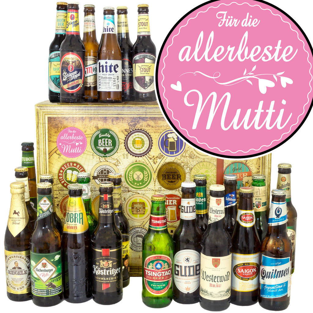 Für die allerbeste Mutti | 24 Spezialitäten Bier Deutschland und Welt | Präsent