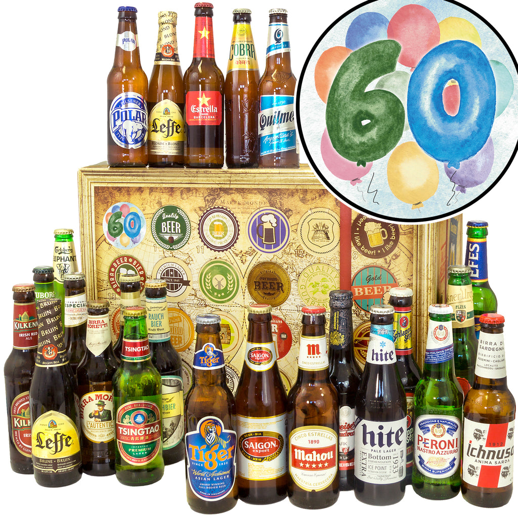 60. Geburtstag | 24 Länder Bier International | Probierpaket