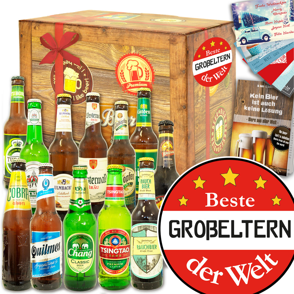 Beste Großeltern der Welt | 12x Bier aus der Welt und Deutschland | Bierpaket