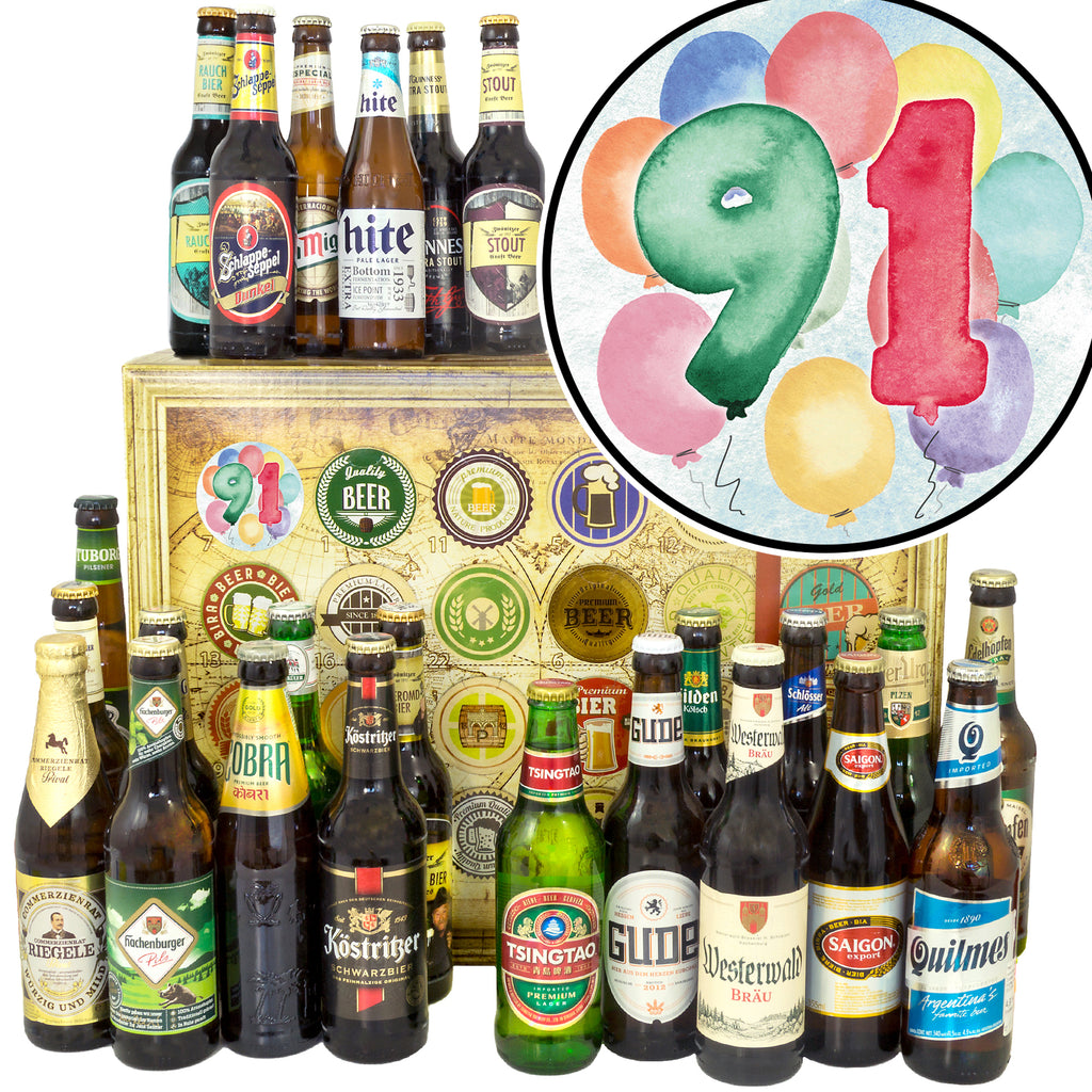 Geburtstag 91 | 24 Biersorten Bier International und Deutschland | Präsent