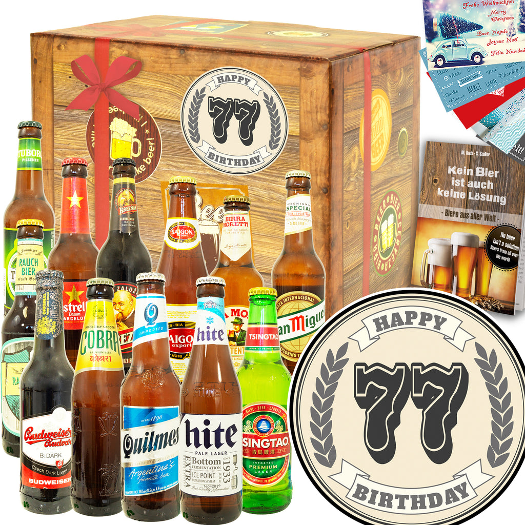Geburtstag 77 | 12 Biersorten Bier International | Geschenkkorb