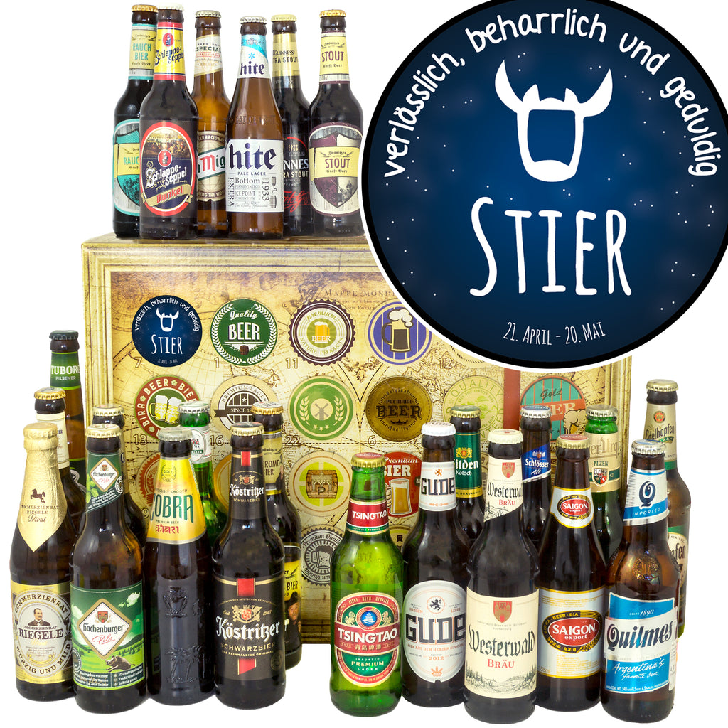 Sternzeichen Stier | 24 Biersorten Biere Welt und Deutschland | Geschenkidee