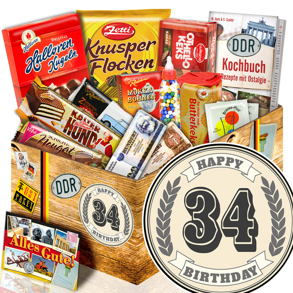 34 Zahl - Süßigkeiten Set DDR L - monatsgeschenke.de