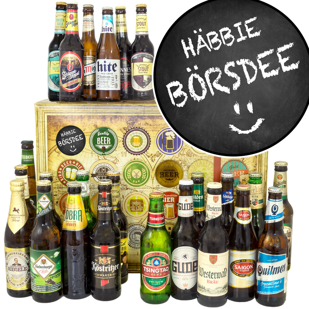 Häbbie Börsdee | 24 Flaschen Bier Deutschland und Welt | Geschenkset