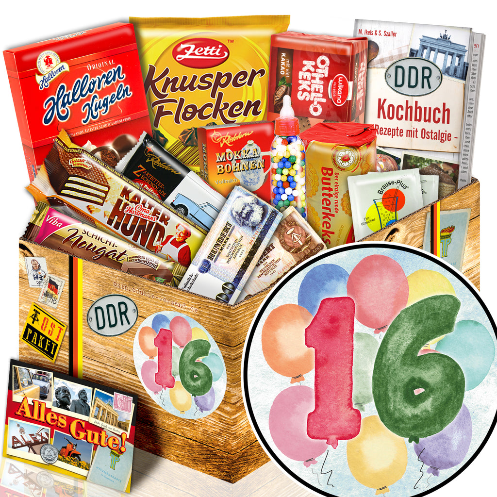 Zahl 16 - Süßigkeiten Set DDR L - monatsgeschenke.de