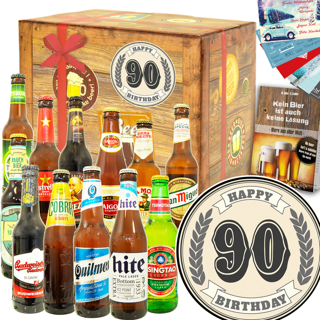 Geburtstag 90 | 12x Bierweltreise | Geschenk Box