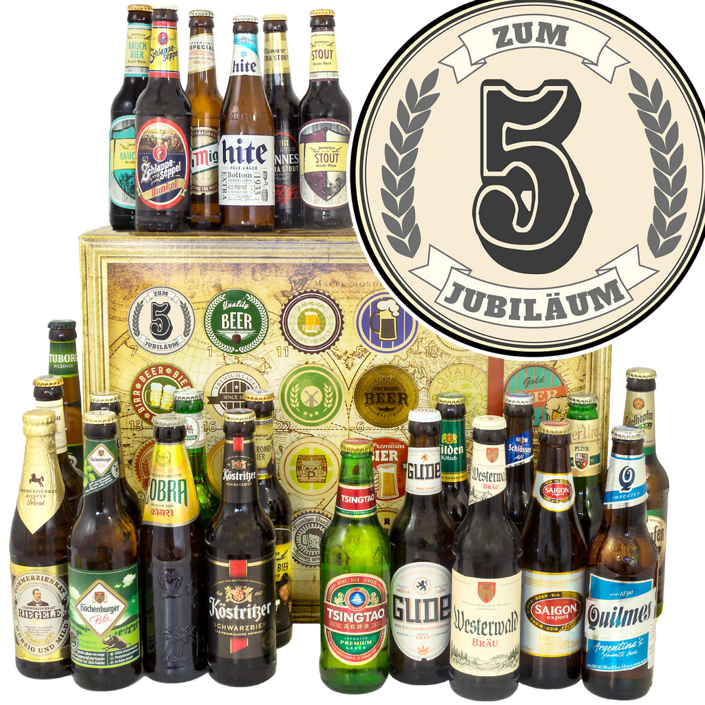 Zum 5. Jubiläum | 24x Biere Welt und Deutschland | Geschenkbox