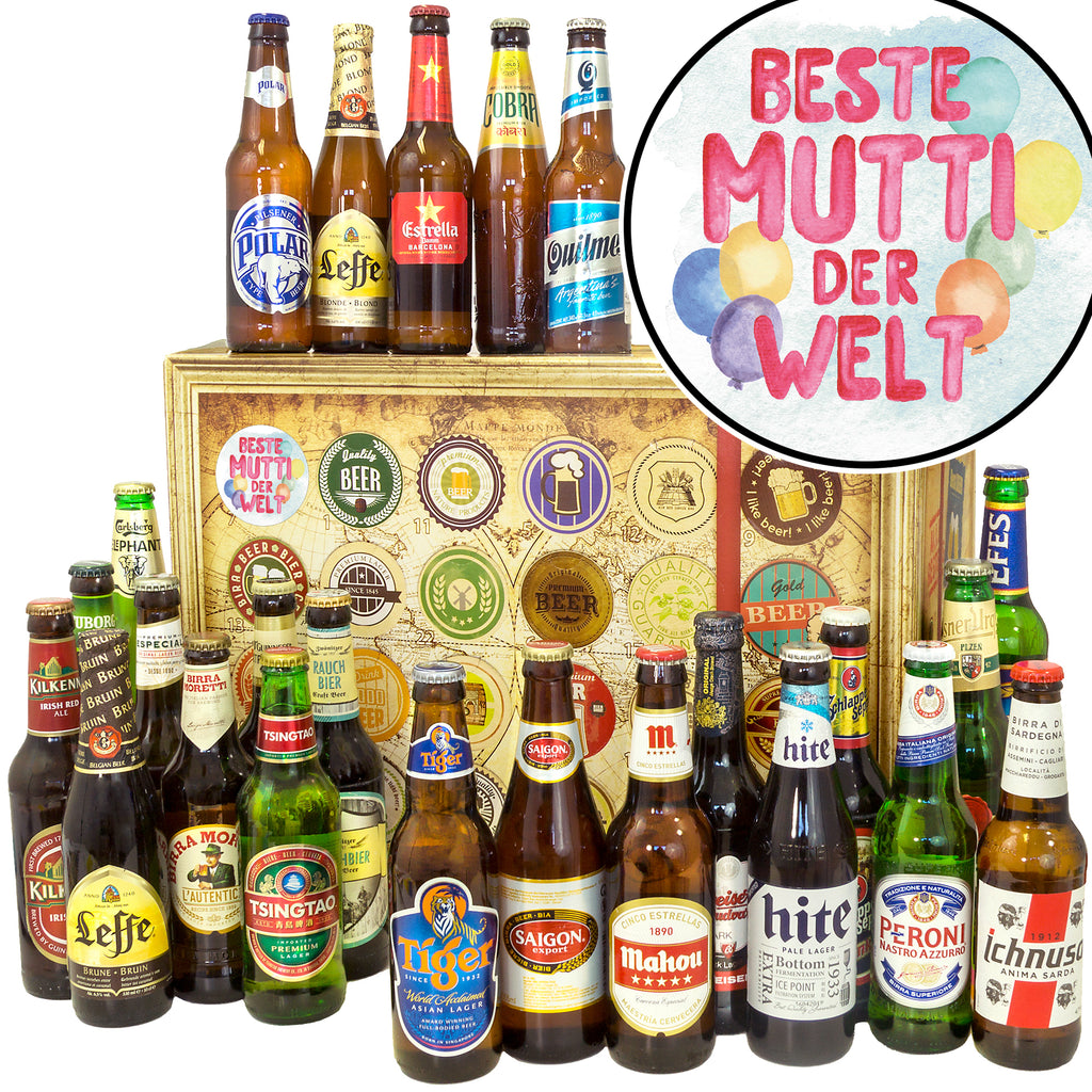 Beste Mutti | 24x Bier aus aller Welt | Bierpaket