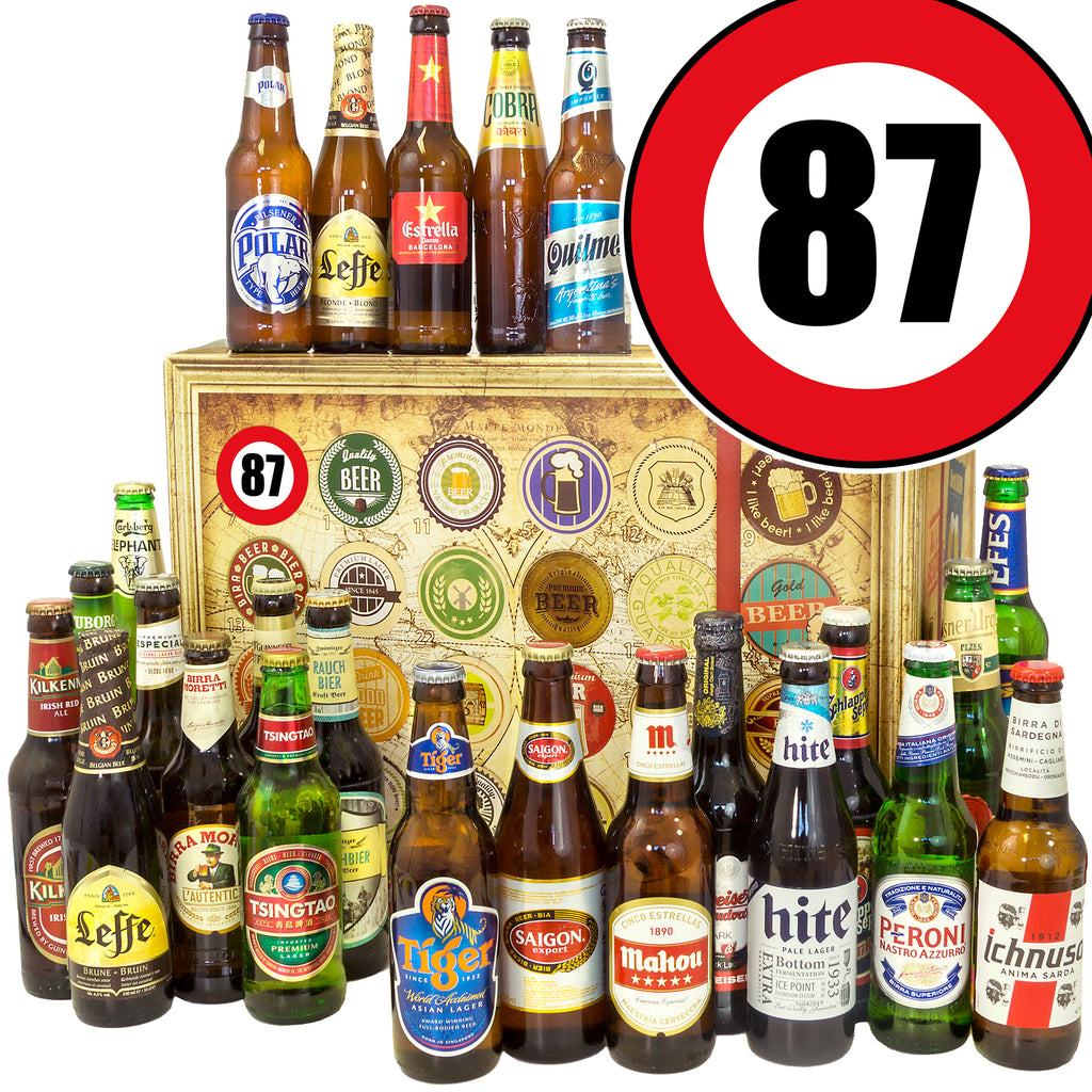 Geburtstag 87. | 24. Länder Bier International | Geschenk Box