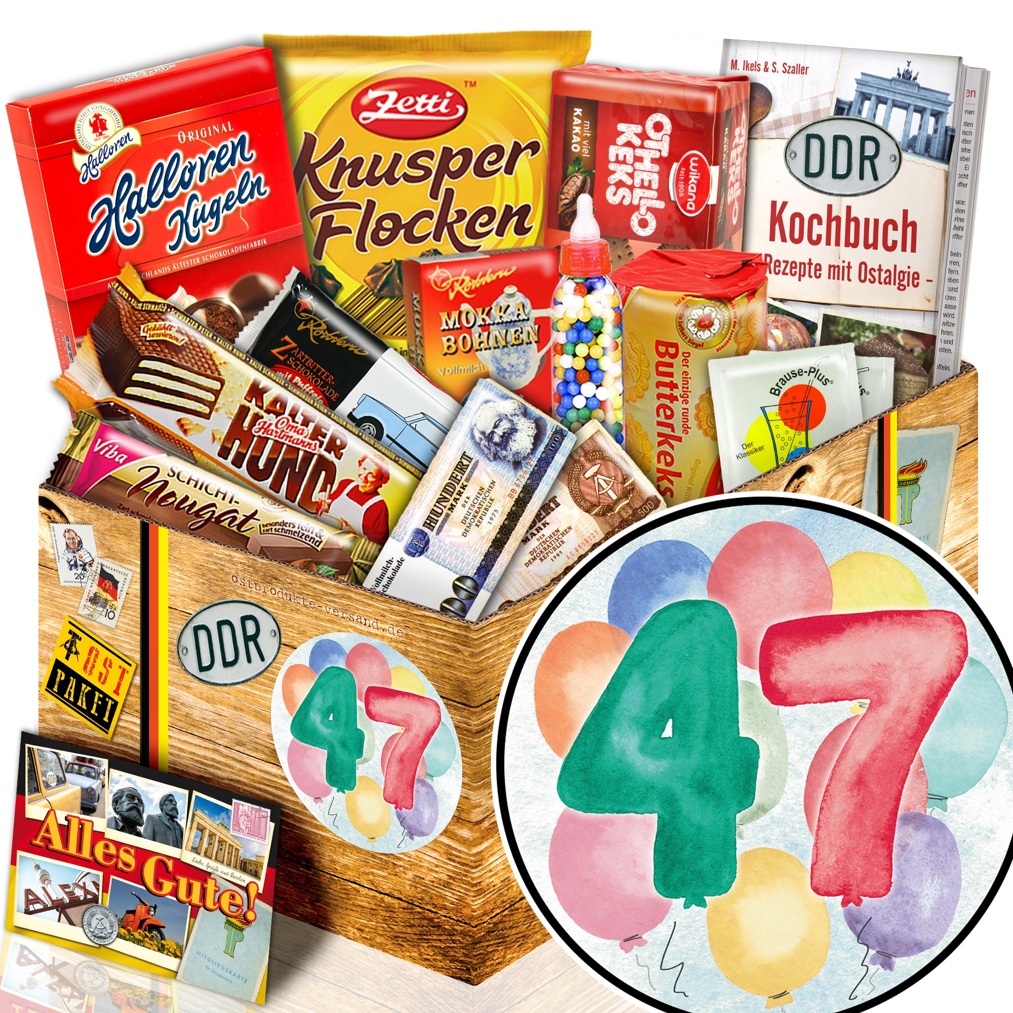 Zahl 47 - Süßigkeiten Set DDR L - monatsgeschenke.de
