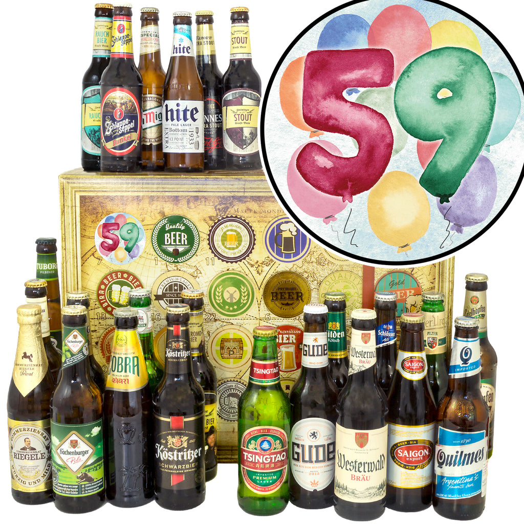 Geburtstag 59 | 24x Bier Bier International und Deutschland | Bierset