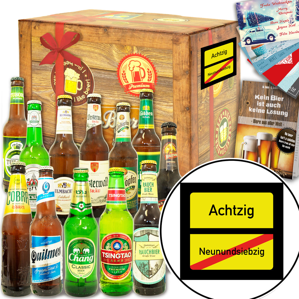 Ortsschild 80 | 12x Bier International und DE | Geschenkbox