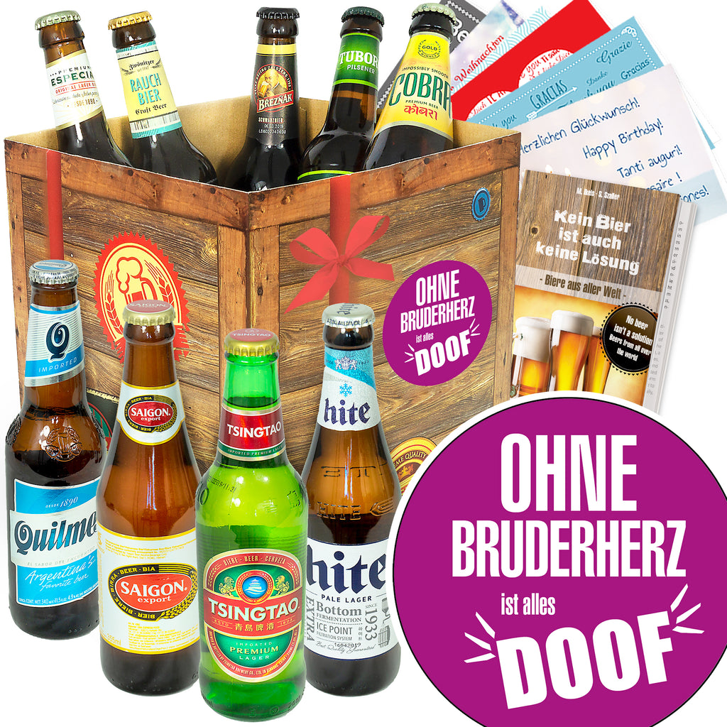 Ohne Bruderherz ist alles doof | 9x Biere der Welt Exoten | Geschenkpaket