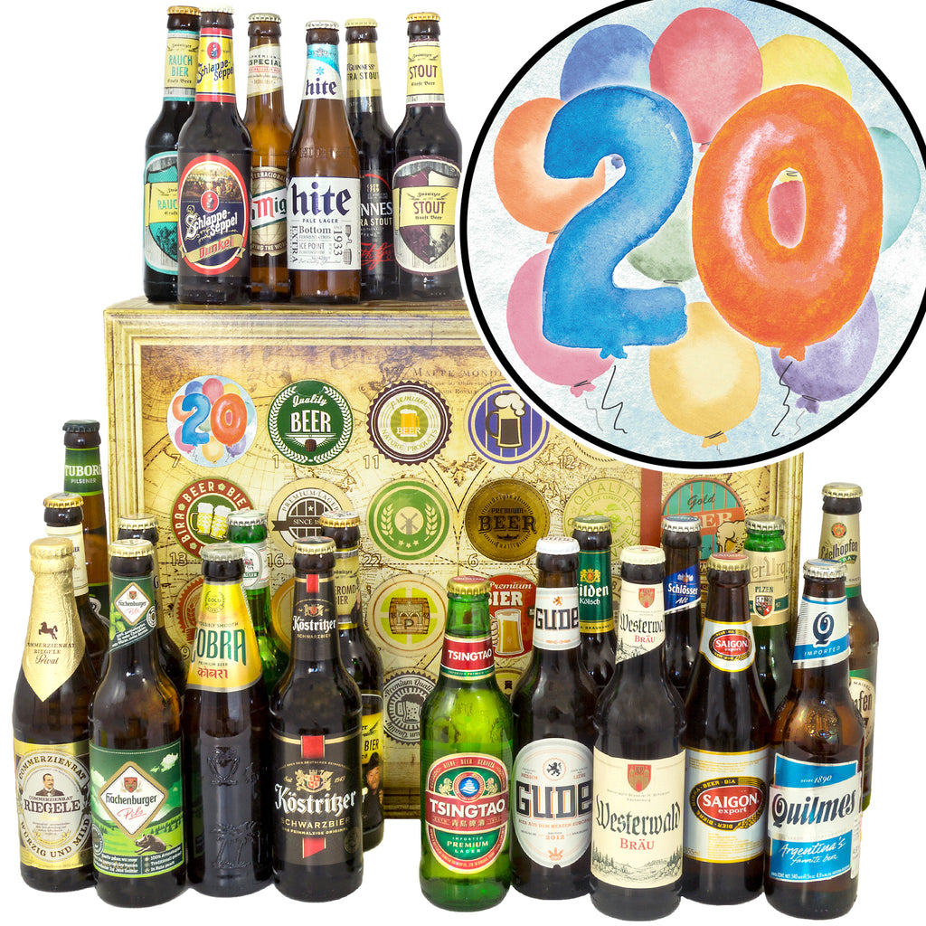 Geburtstag 20 | 24 Spezialitäten Bier aus Welt und Deutschland | Bierset