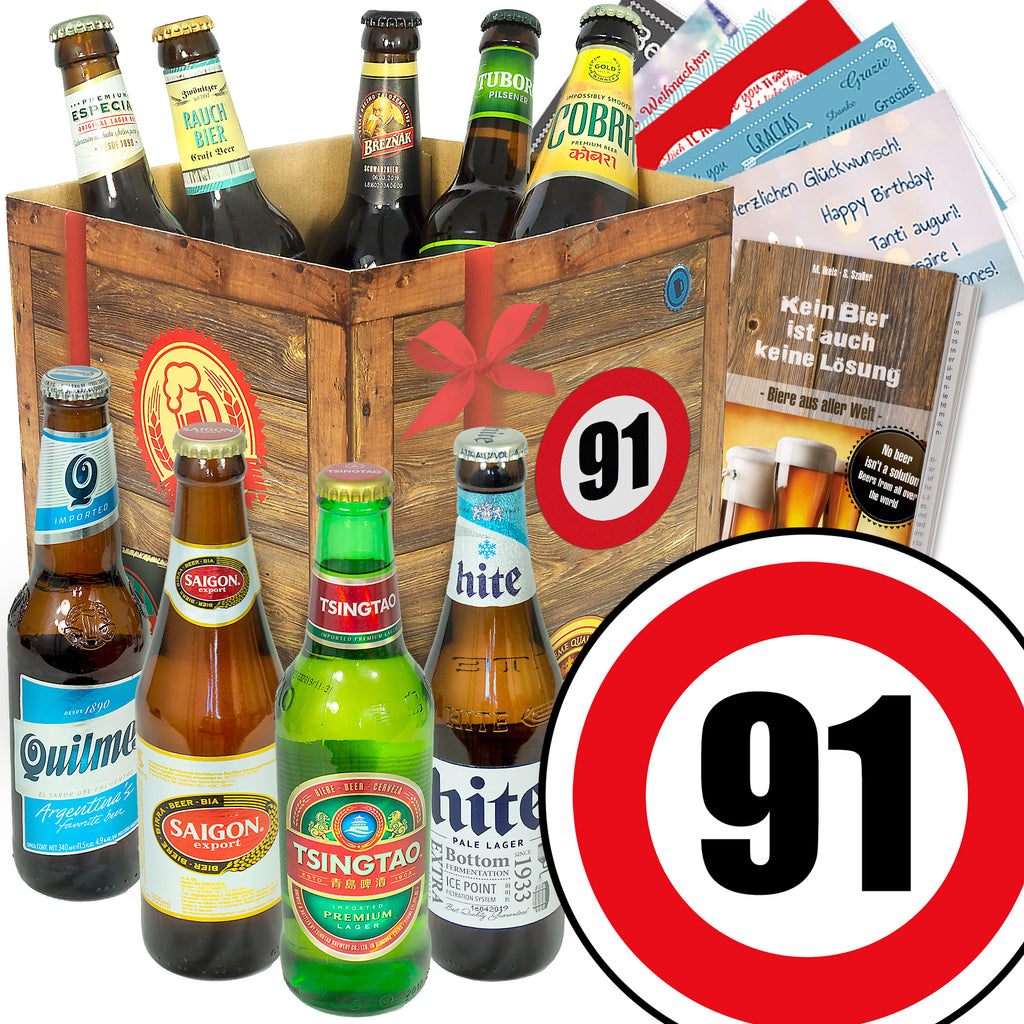 Zahl 91 | 9 Flaschen Biere der Welt | Bier Geschenk