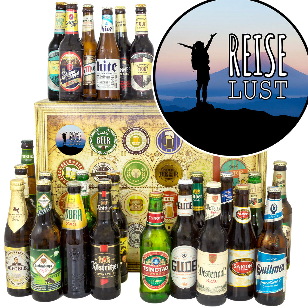 Reiselust | 24 Flaschen Bier International und Deutschland | Bier Geschenk