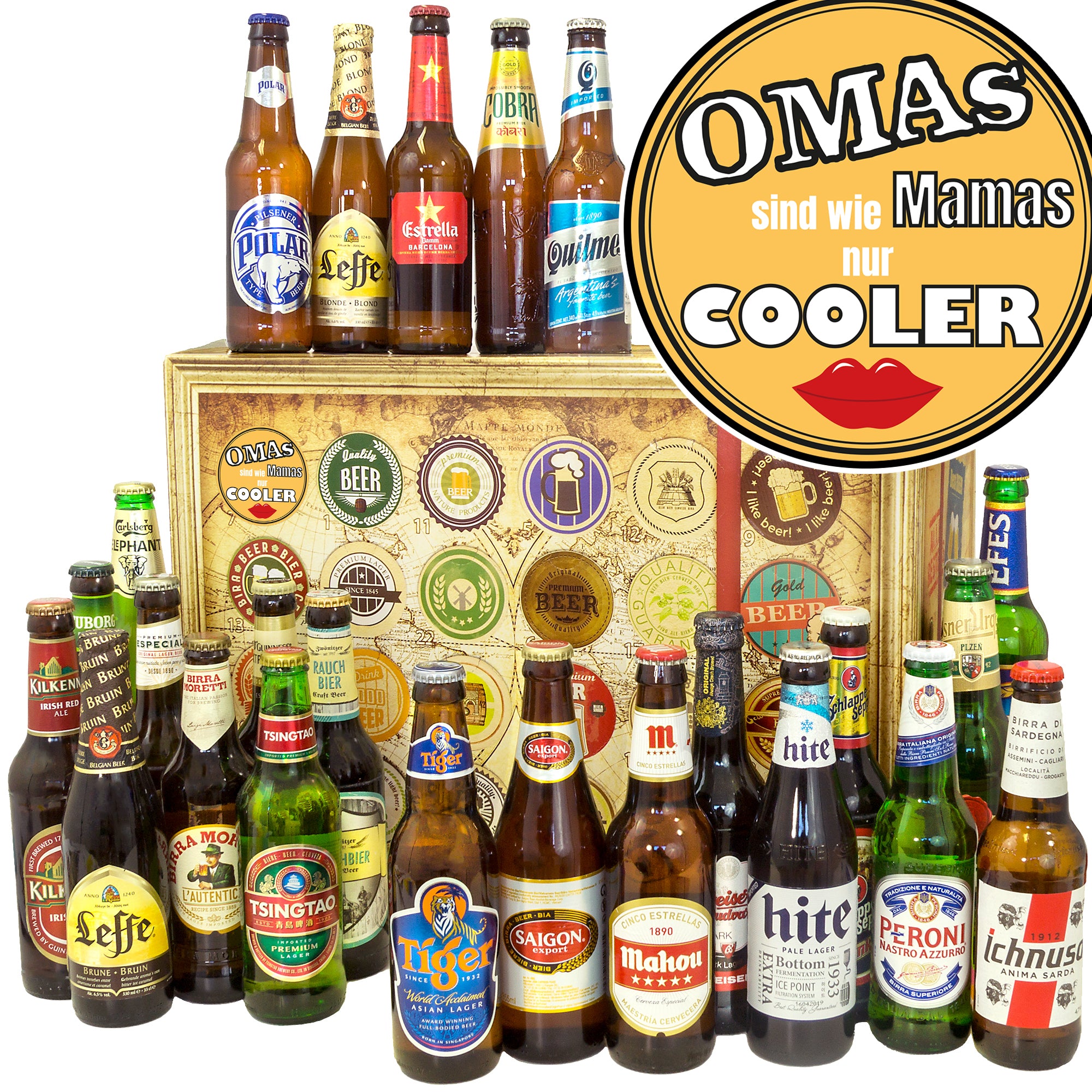 Omas sind wie Mamas nur cooler | 24 Spezialitäten Bierweltreise | Geschenkbox - monatsgeschenke.de