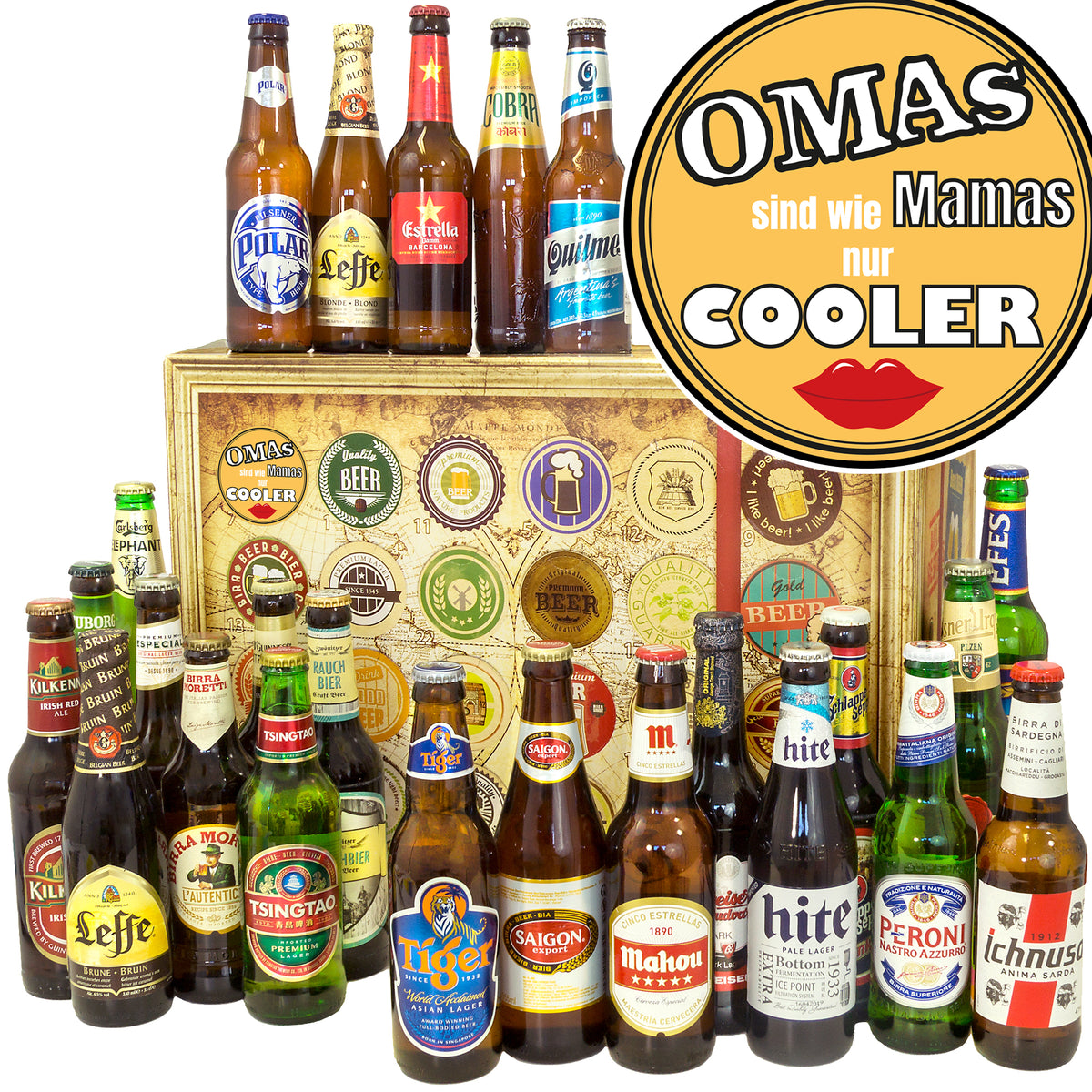 Omas sind wie Mamas nur cooler | 24 Spezialitäten Bierweltreise | Geschenkbox - monatsgeschenke.de
