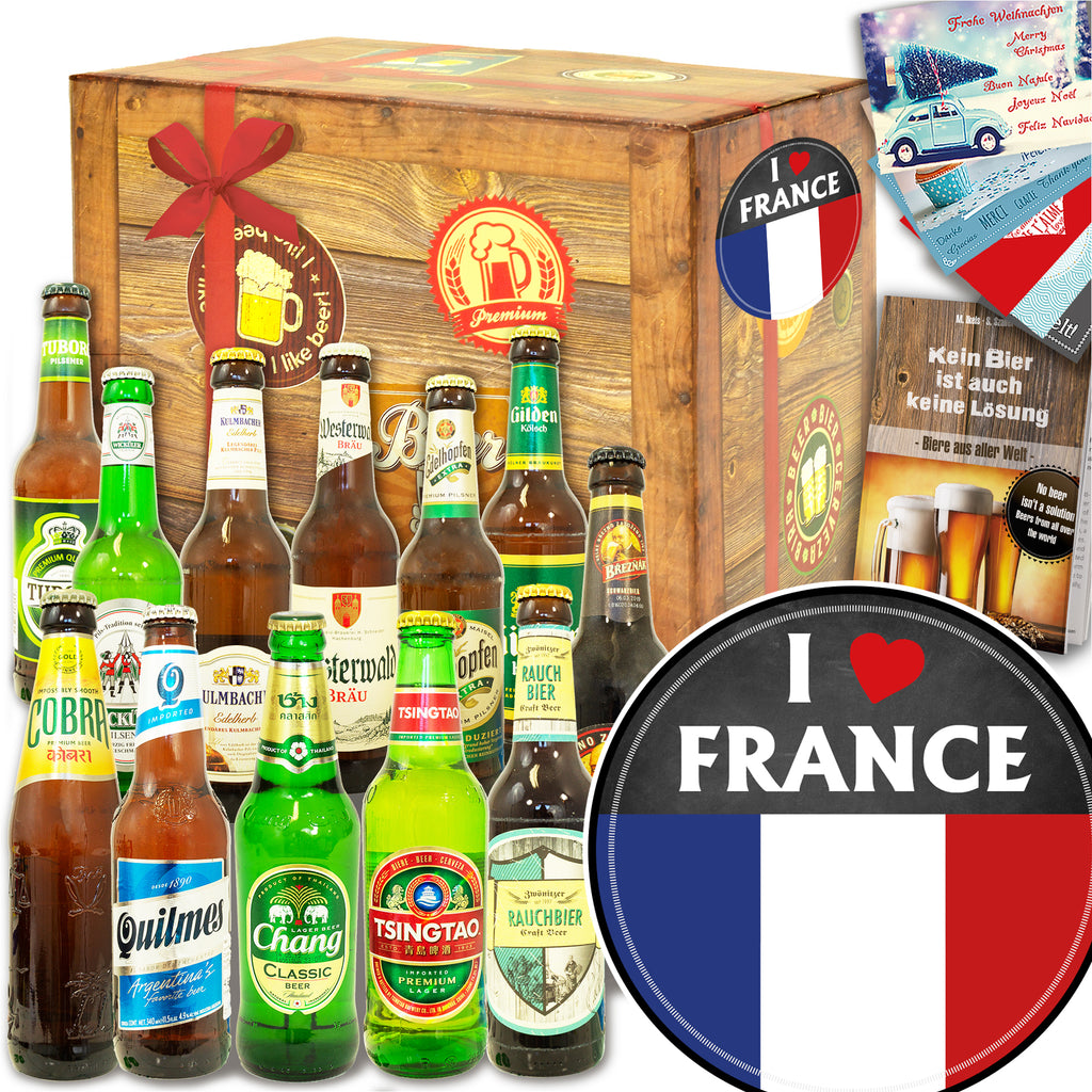 I love France | 12x Bier aus der Welt und Deutschland | Geschenk Set